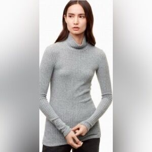 Aritzia Wilfred Free | Buswell ribbed mock neck sweater in heathered grey